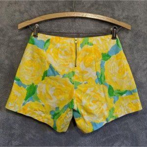 Lilly Pulitzer sunglow yellow rose floral first impression Deenie shorts size 00